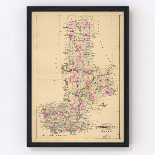 vintage map of Penobscot County, Maine, 1885