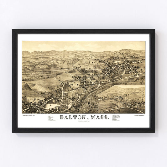 vintage map of Dalton, Massachusetts, 1884