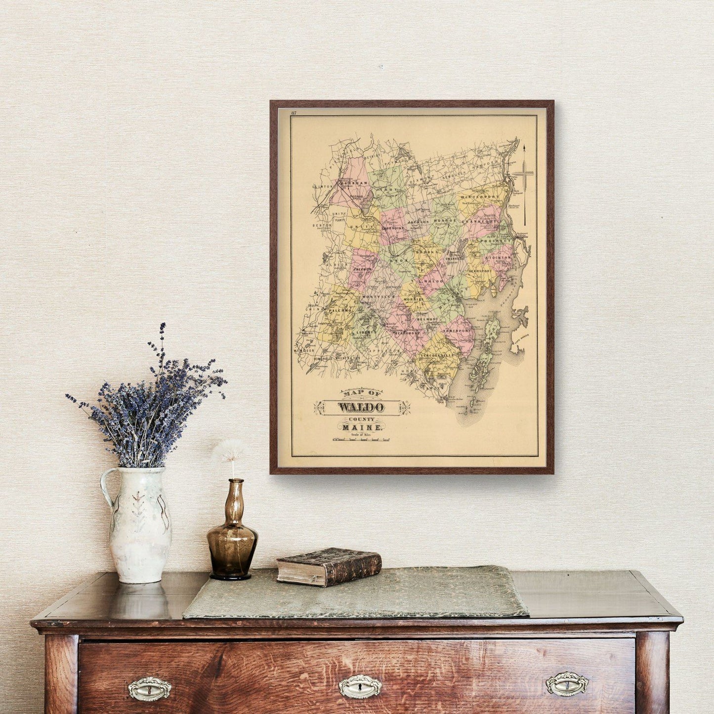 Vintage Map of Waldo County, Maine, 1885