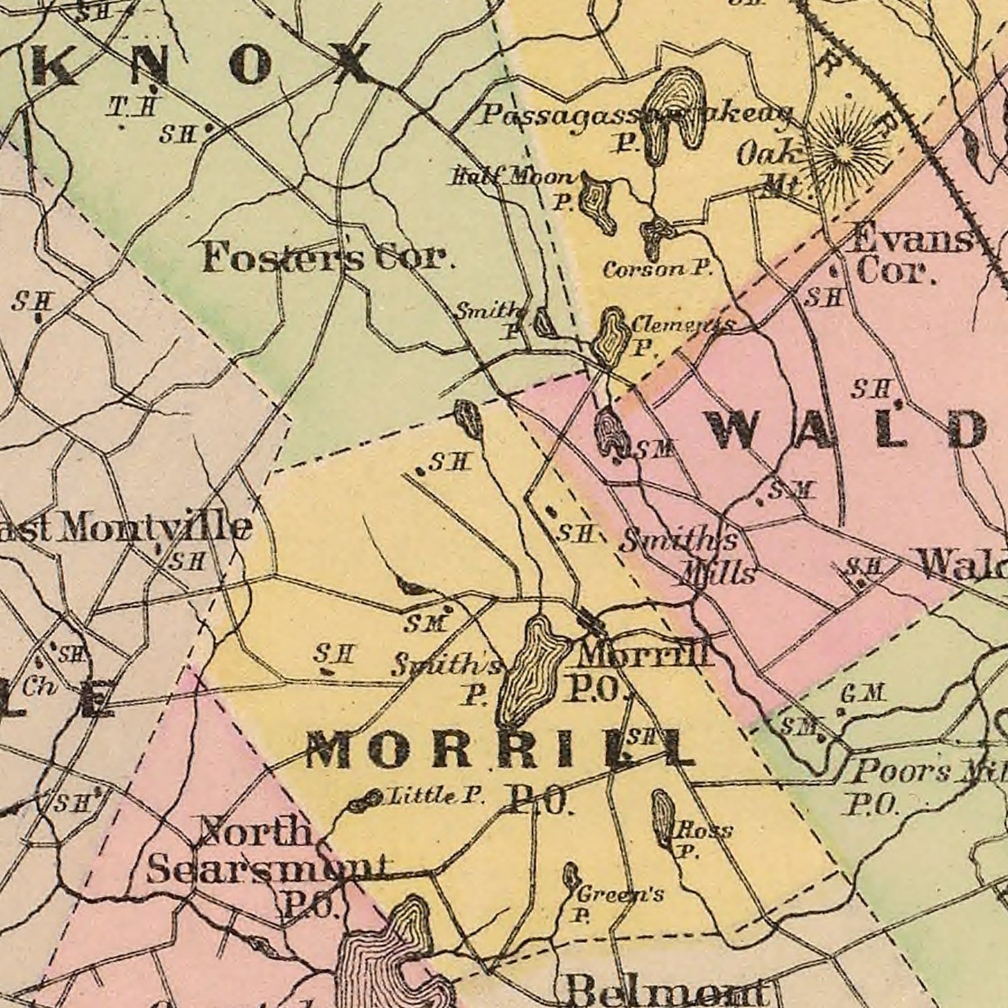 Vintage Map of Waldo County, Maine, 1885