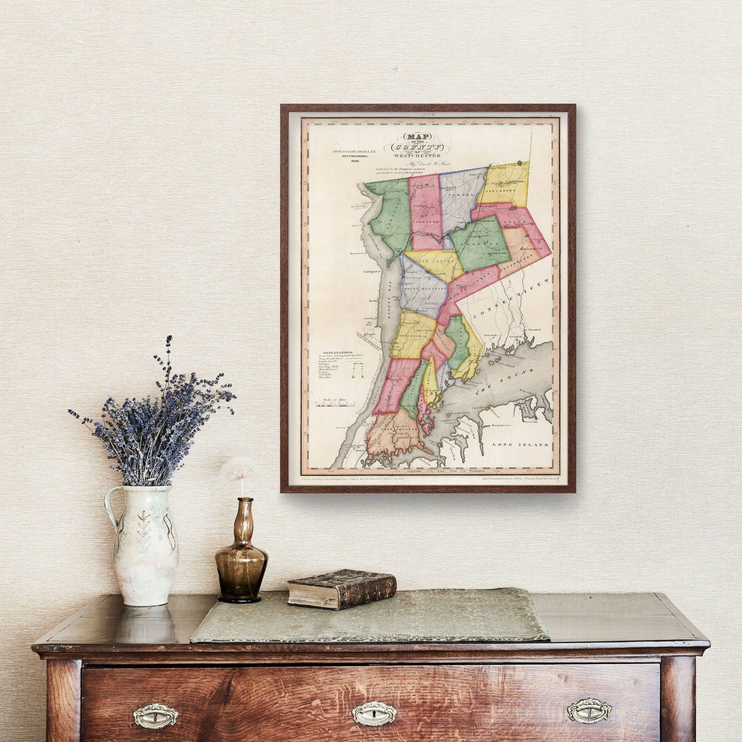 Vintage Map of Westchester County, New York 1839