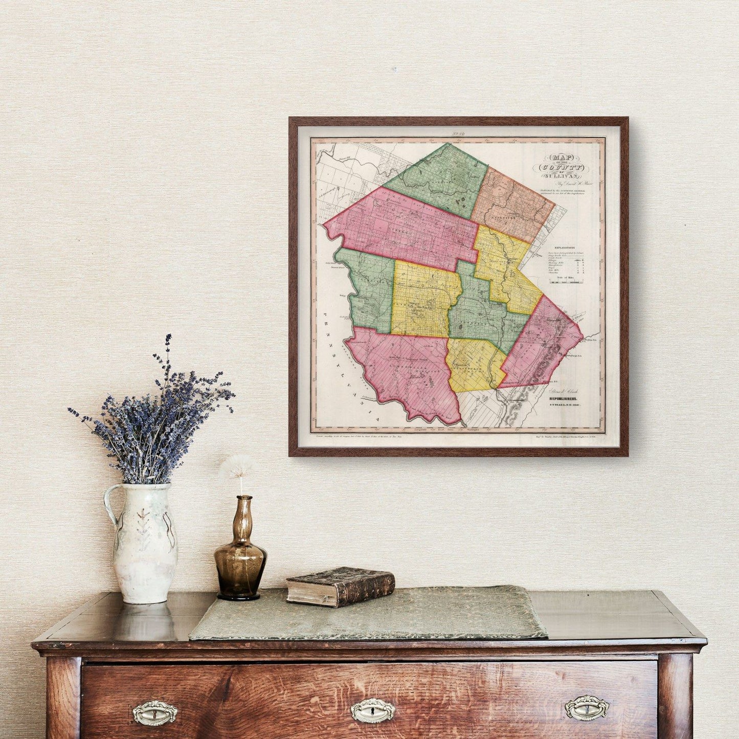 Vintage Map of Sullivan County, New York, 1840