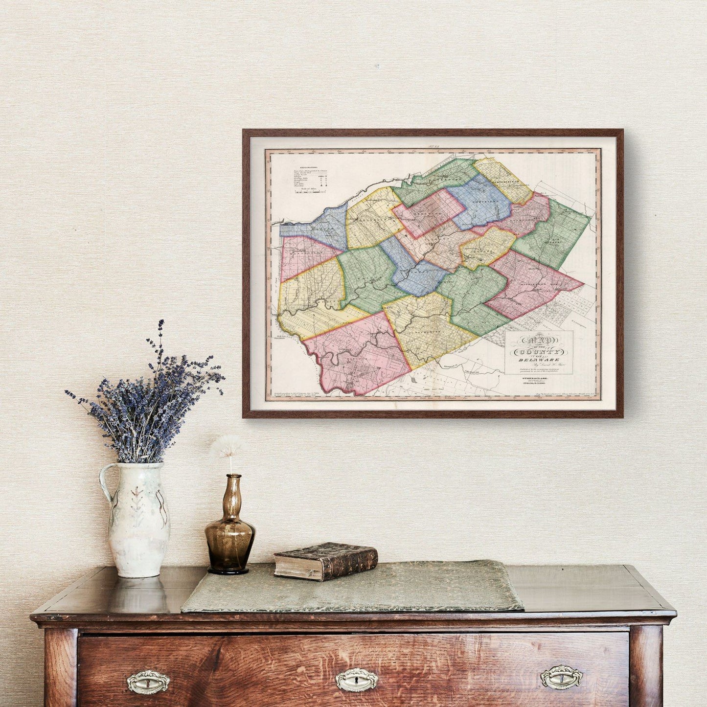 Vintage Map of Delaware County, New York, 1840