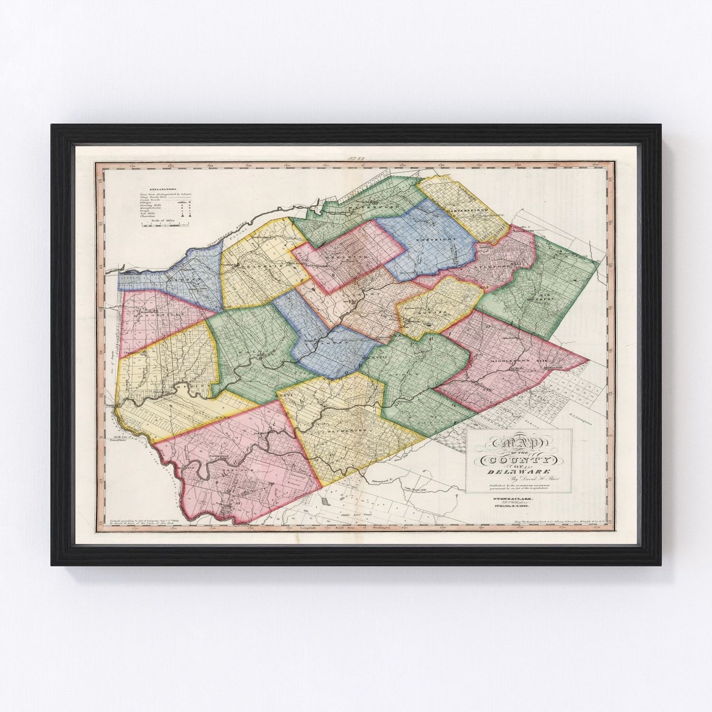 Vintage map of Delaware County, New York, 1840