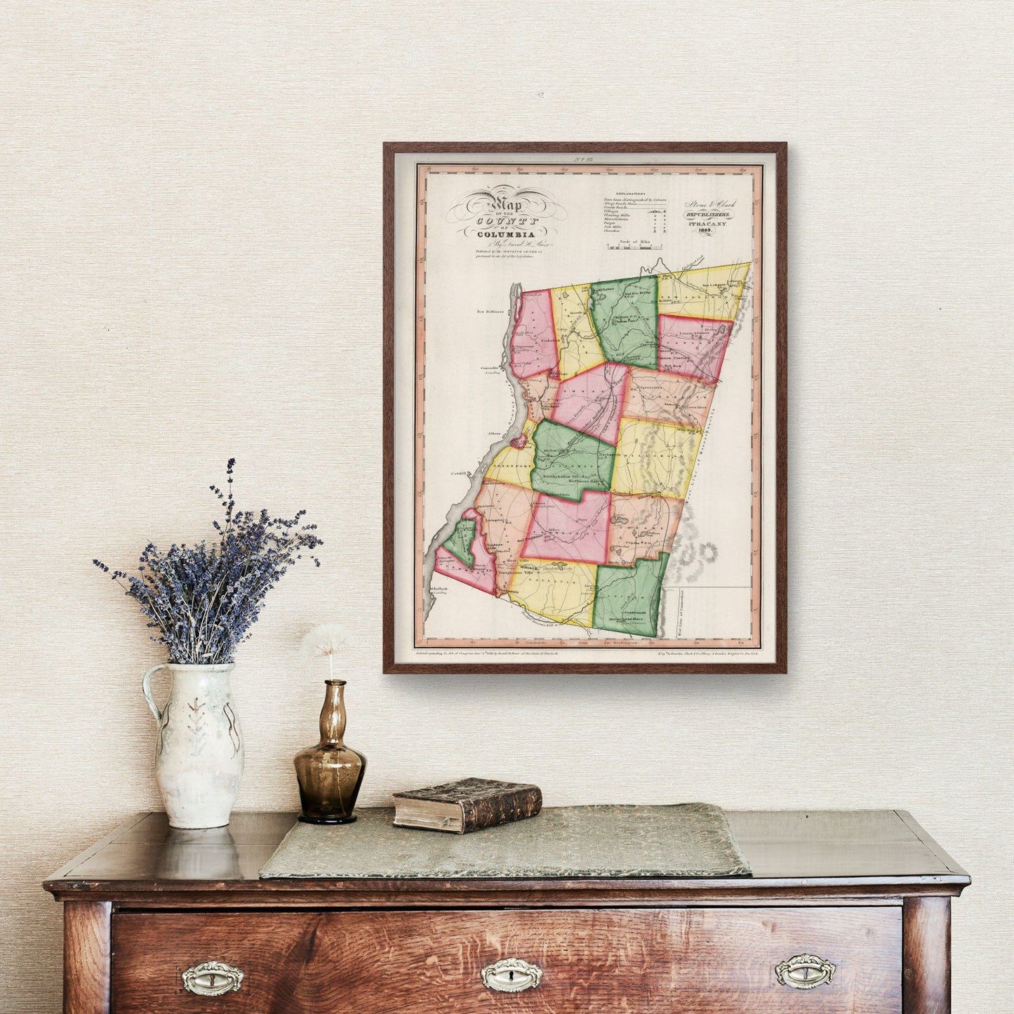 Vintage Map of Columbia County, New York 1839