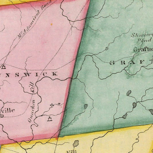 Vintage Map of Rensselaer County, New York, 1839