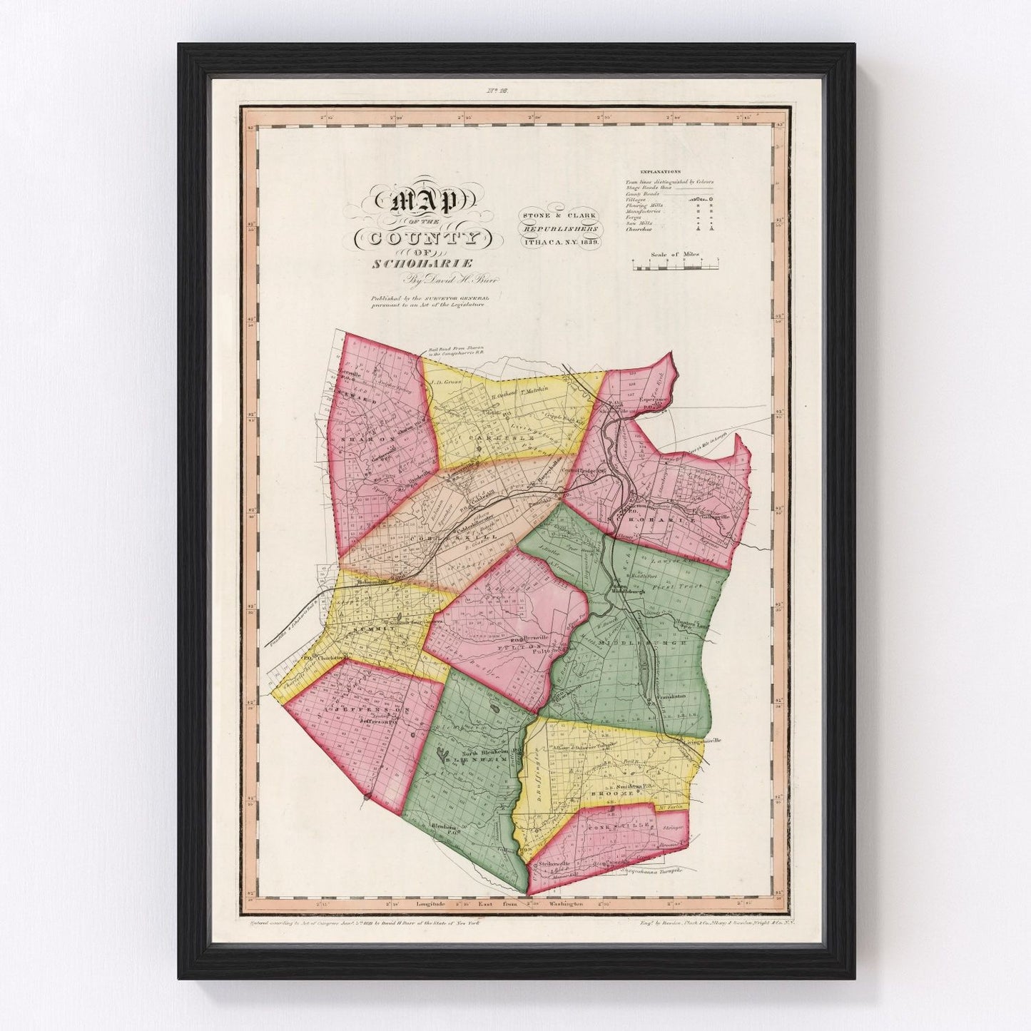 vintage map of Schoharie County, New York, 1839