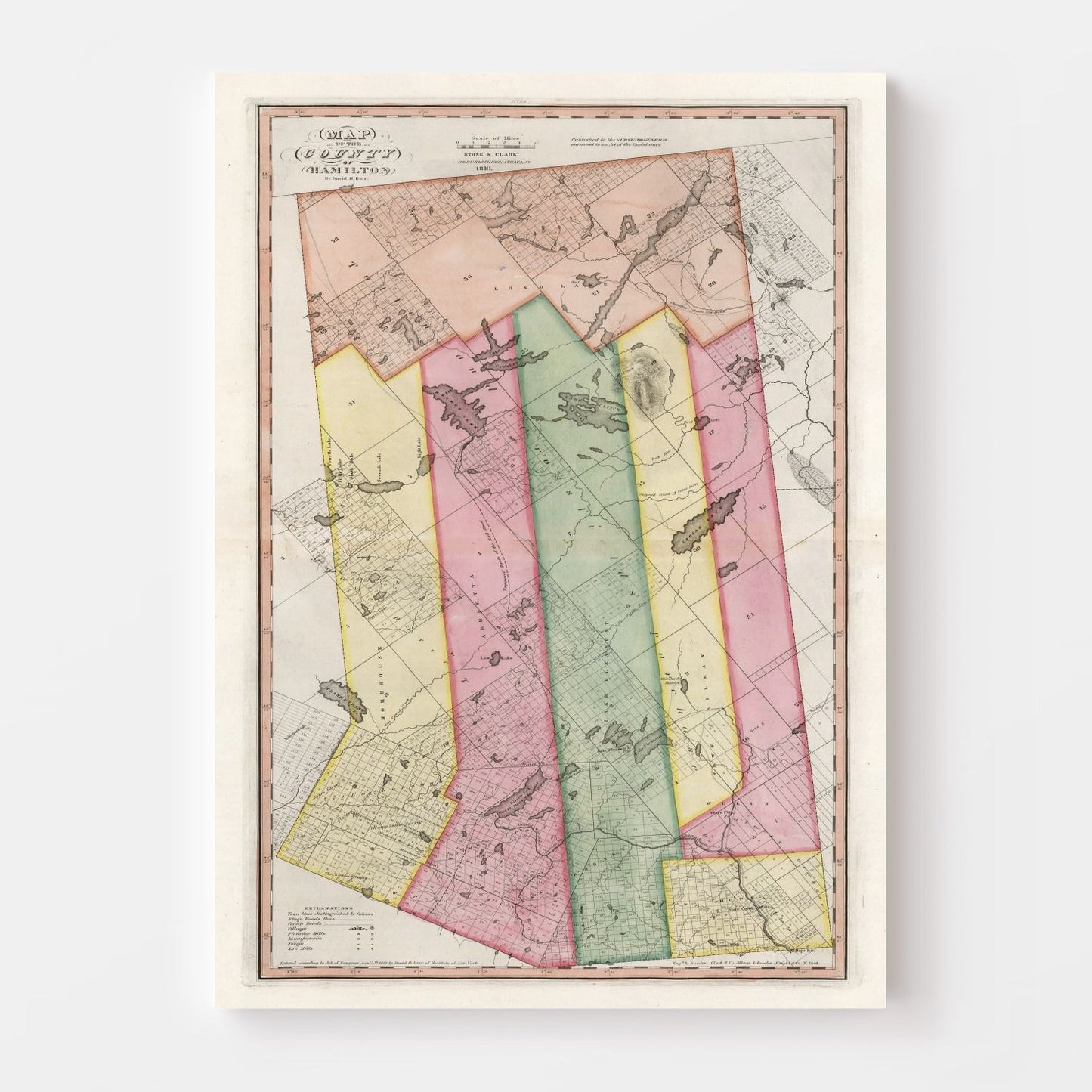 Vintage Map of Hamilton County, New York, 1840
