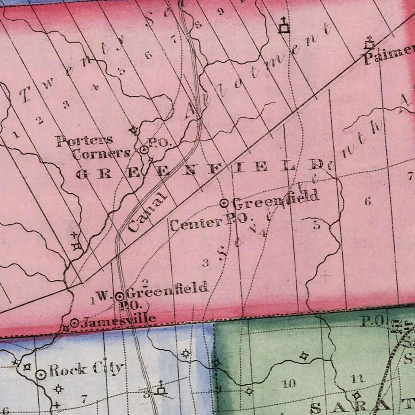 Vintage Map of Saratoga County, New York, 1840