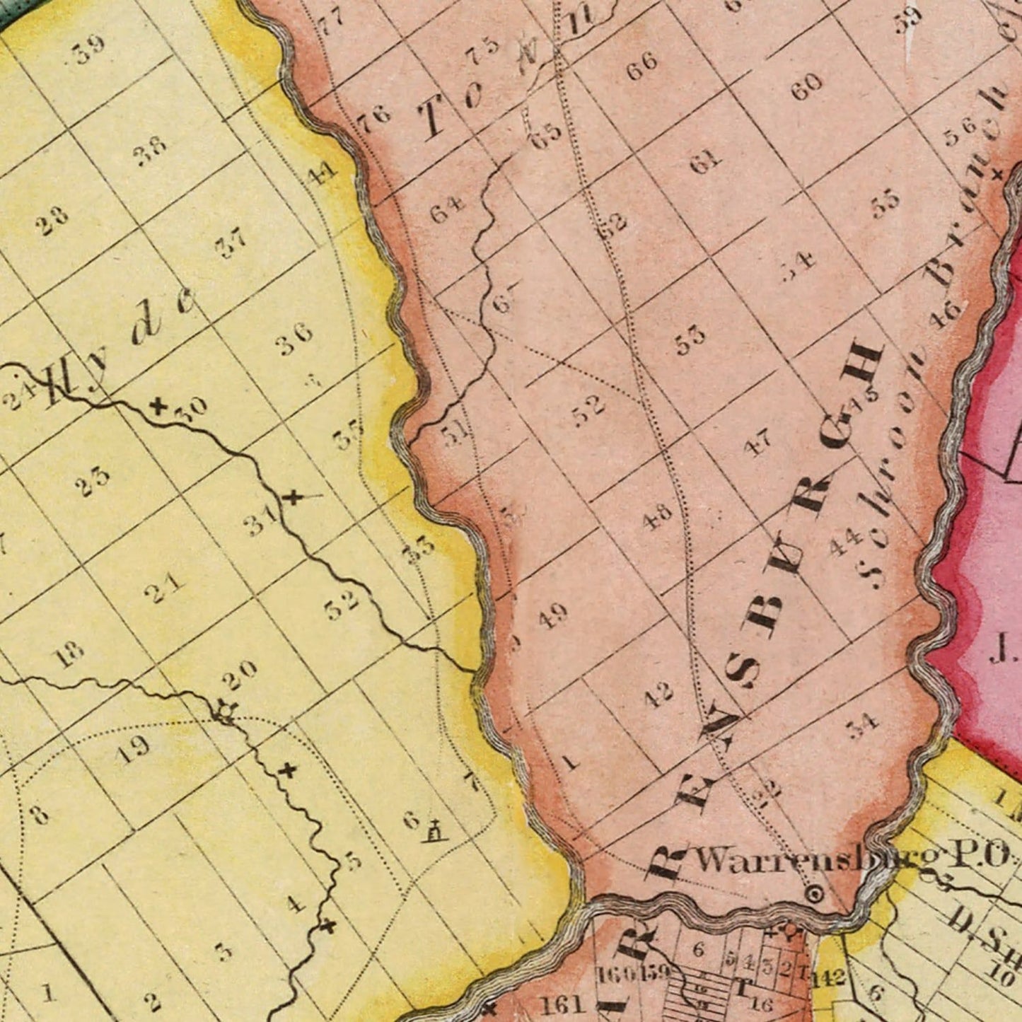 Vintage Map of Warren County, New York, 1840