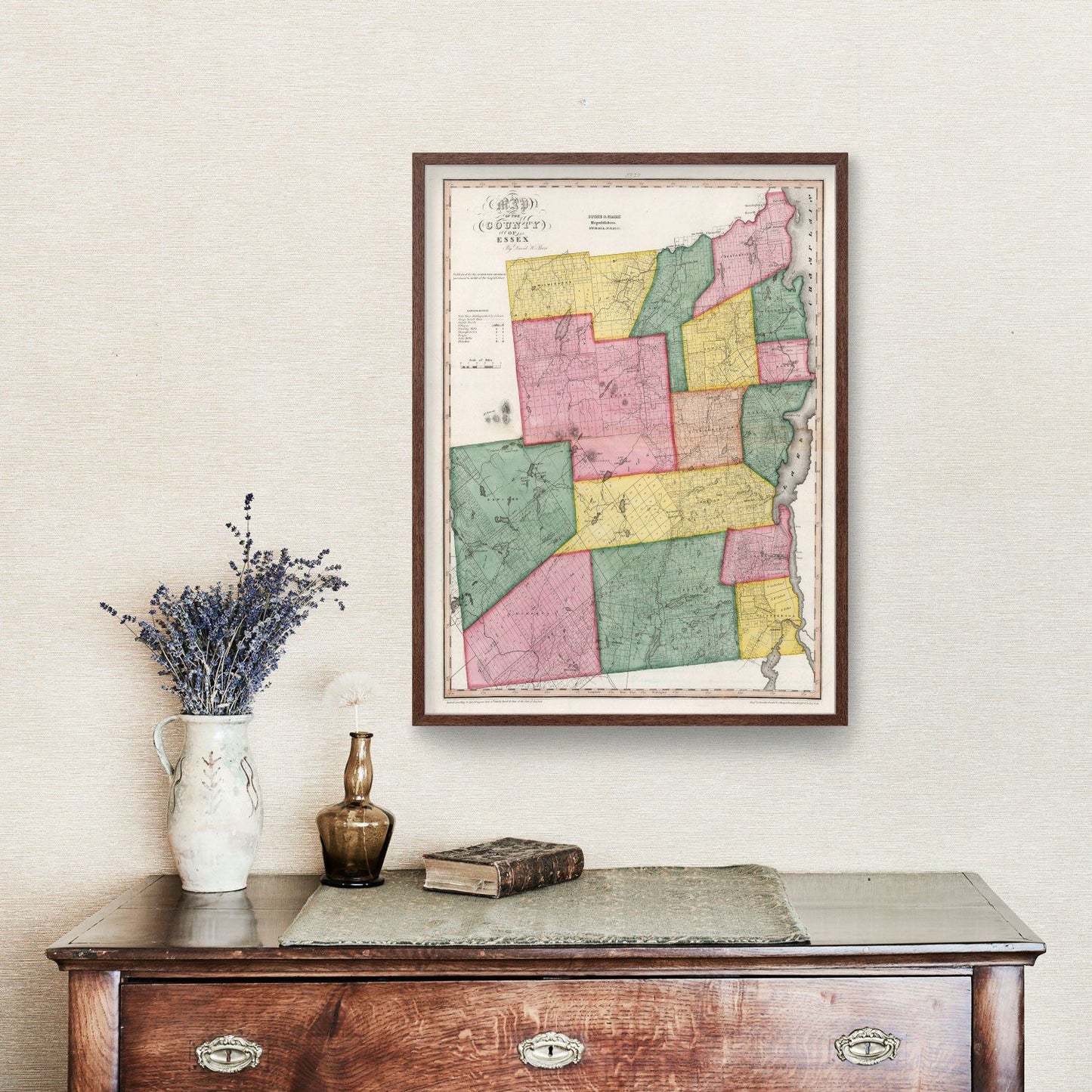 Vintage Map of Essex County, New York, 1840
