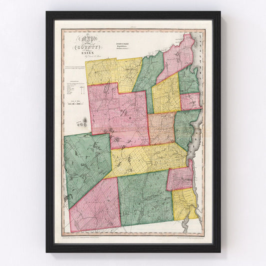 Vintage map of Essex County, New York, 1840