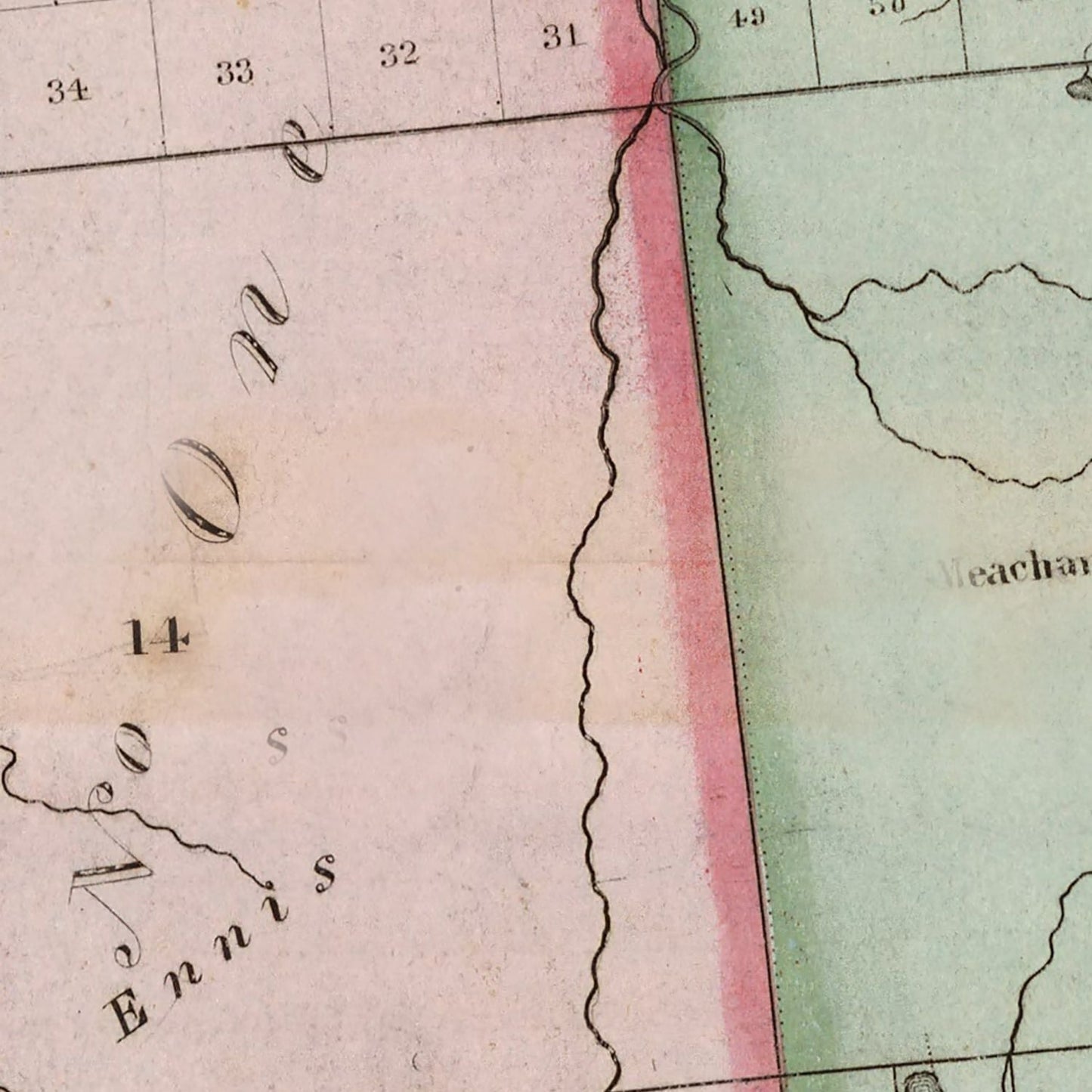 Vintage Map of Franklin County, New York, 1840