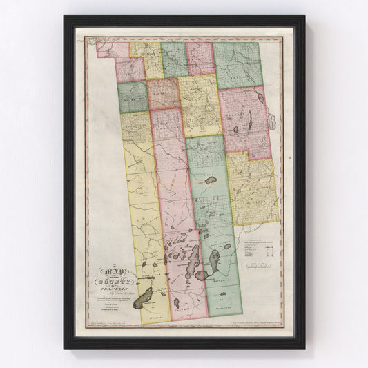 vintage map of Franklin County, New York, 1840