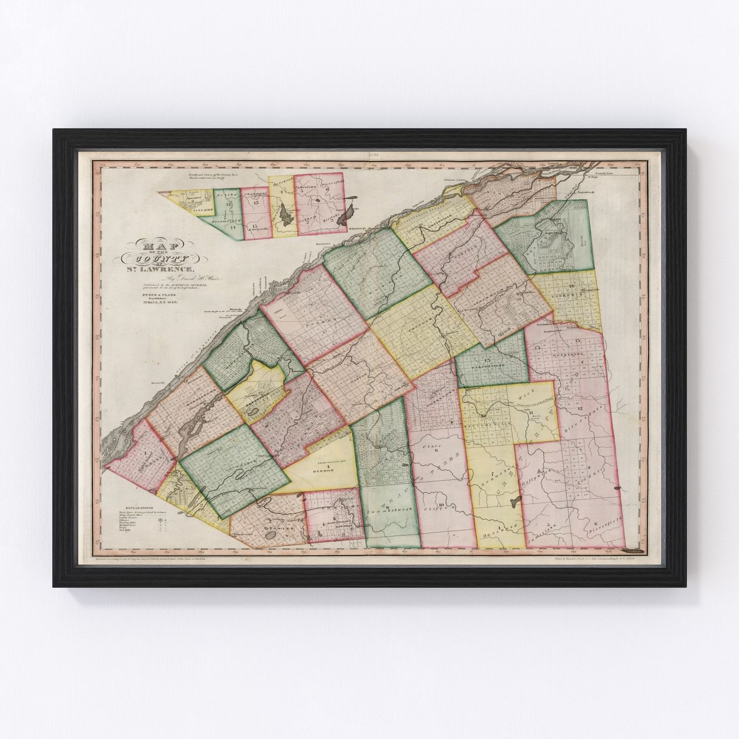 Vintage map of St. Lawrence County, New York, 1840