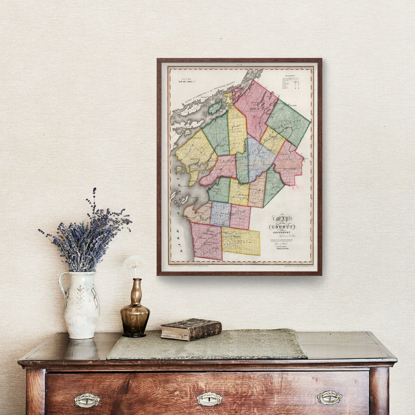 Vintage Map of Jefferson County, New York, 1840