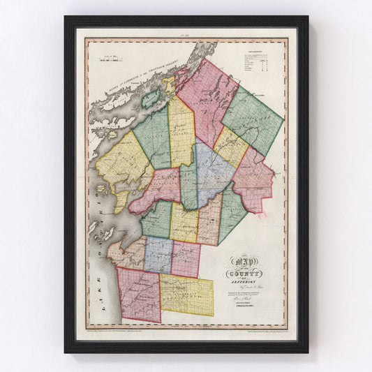 Vintage map of Jefferson County, New York, 1840