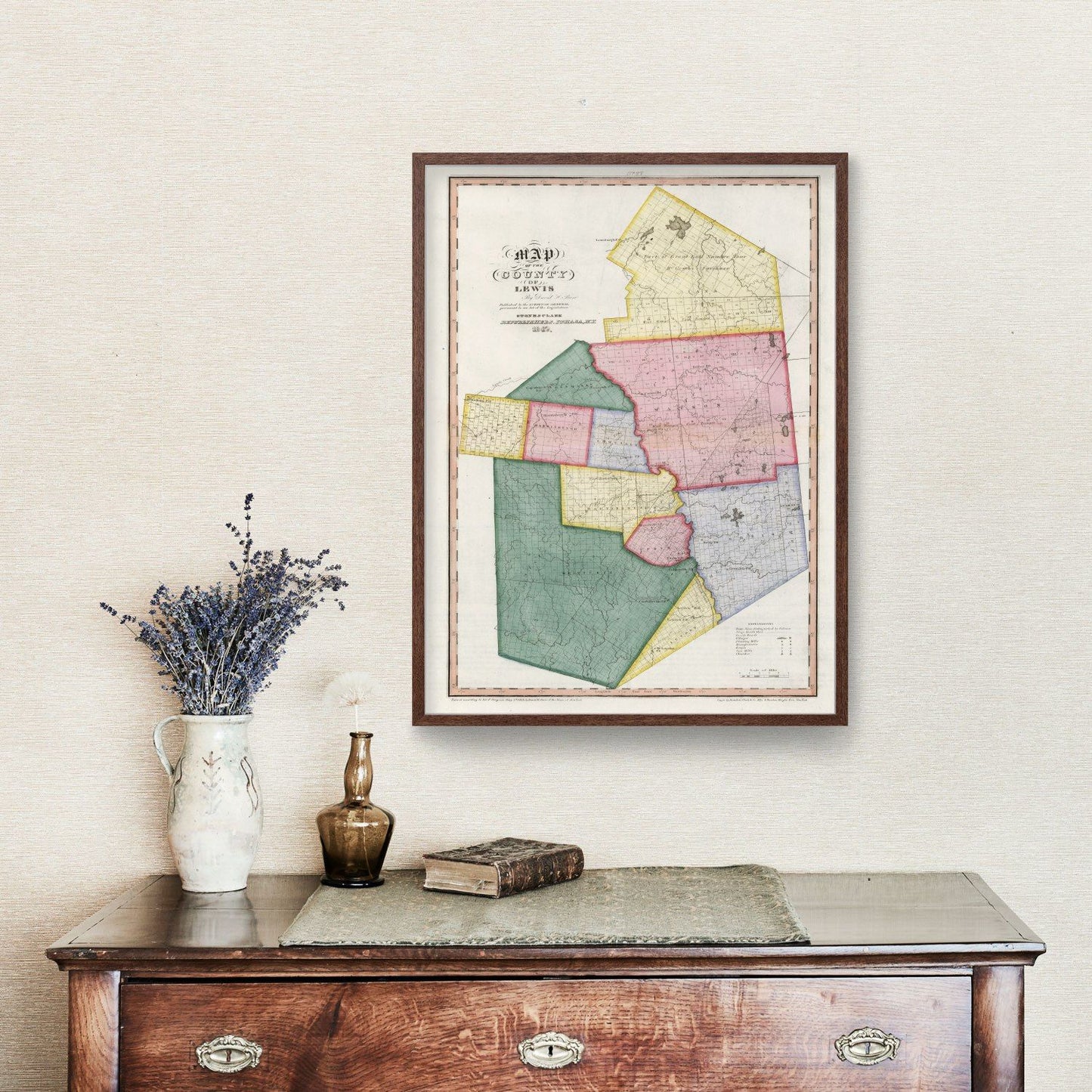 Vintage Map of Lewis County, New York, 1840