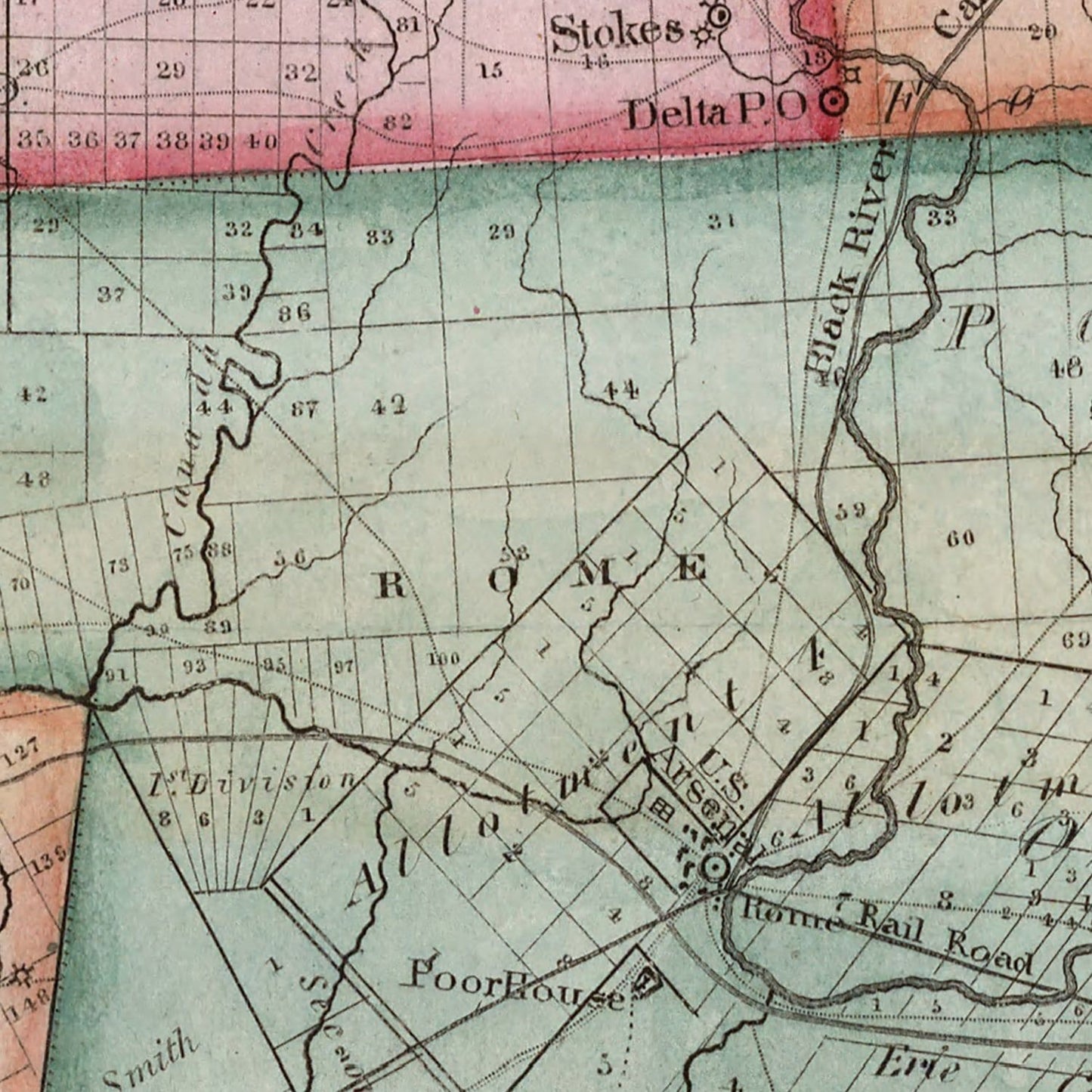 Vintage Map of Oneida County, New York, 1840