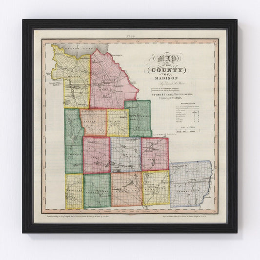 Vintage map of Madison County, New York, 1840