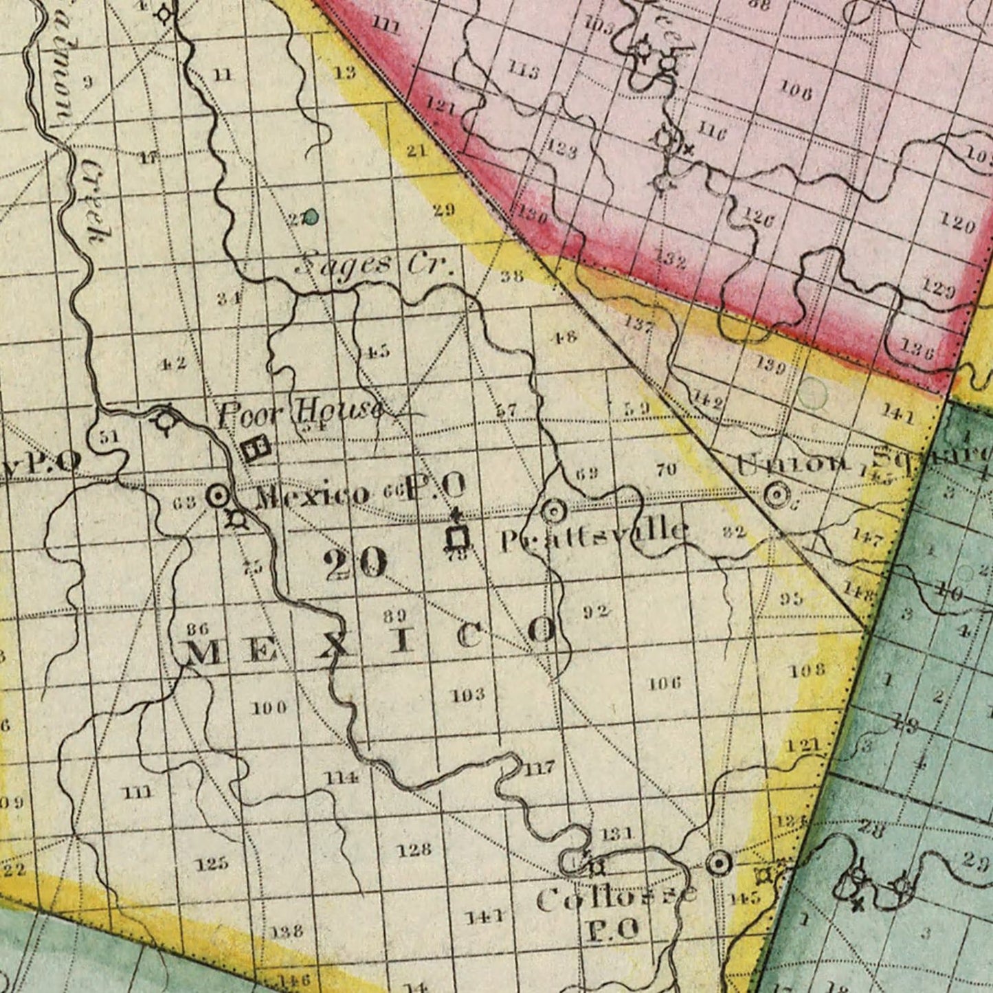 Vintage Map of Oswego County, New York, 1840