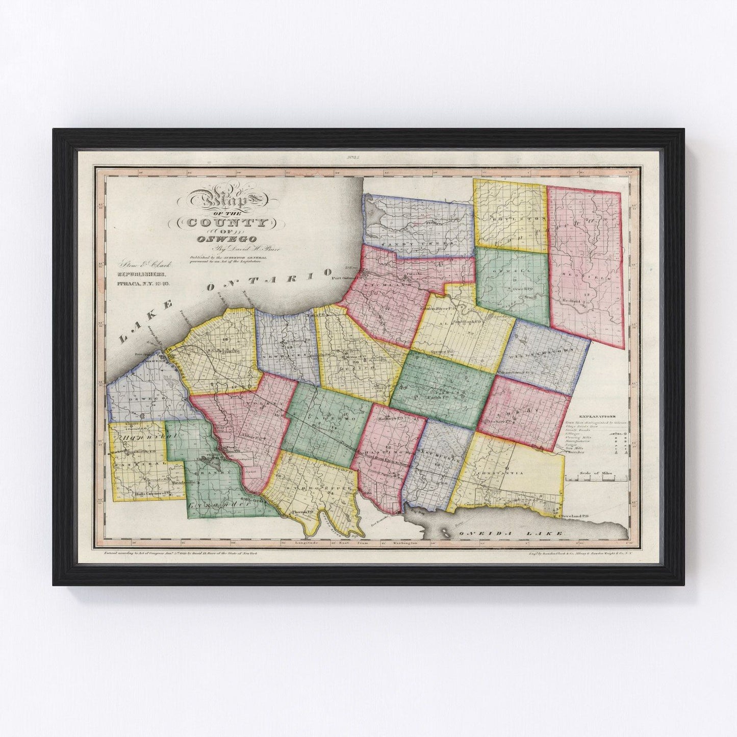 Vintage map of Oswego County, New York, 1840