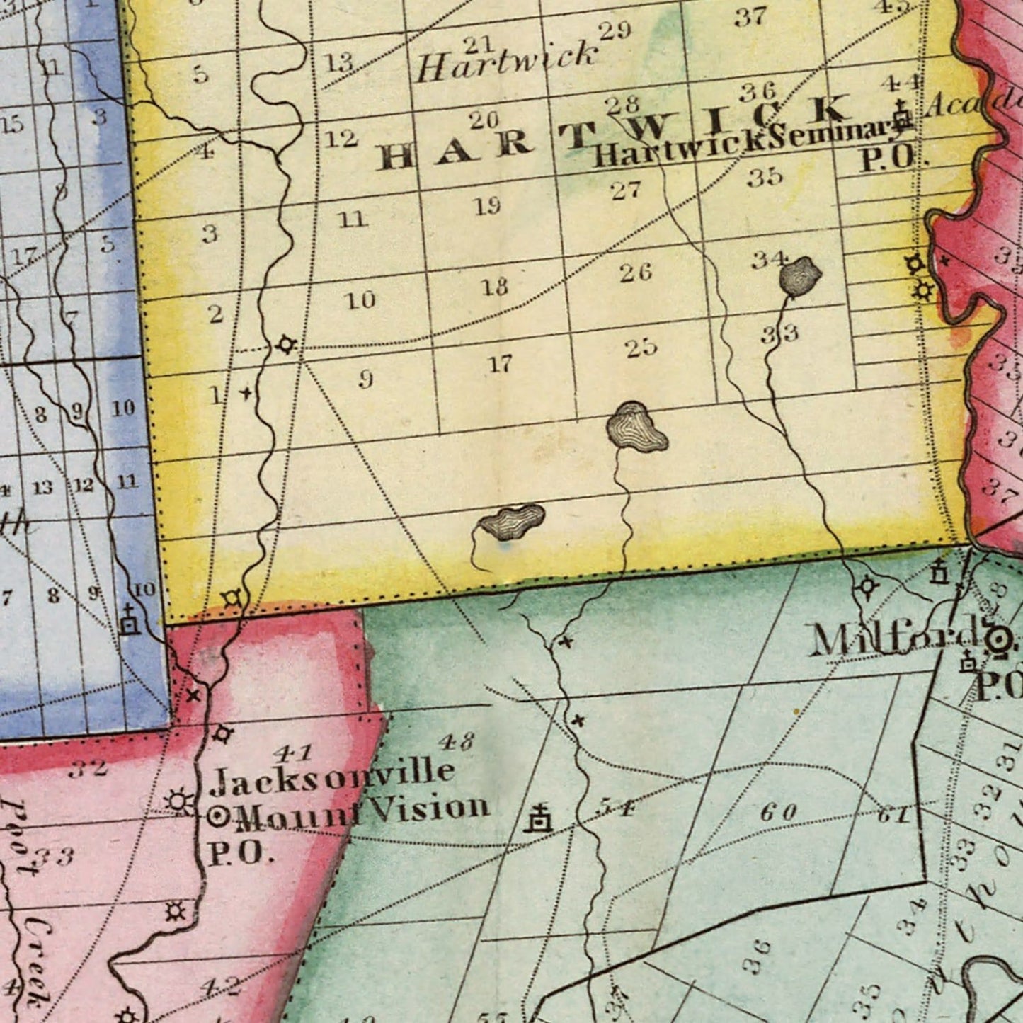 Vintage Map of Otsego County, New York, 1840