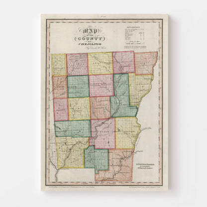 Vintage Map of Chenango County, New York, 1840