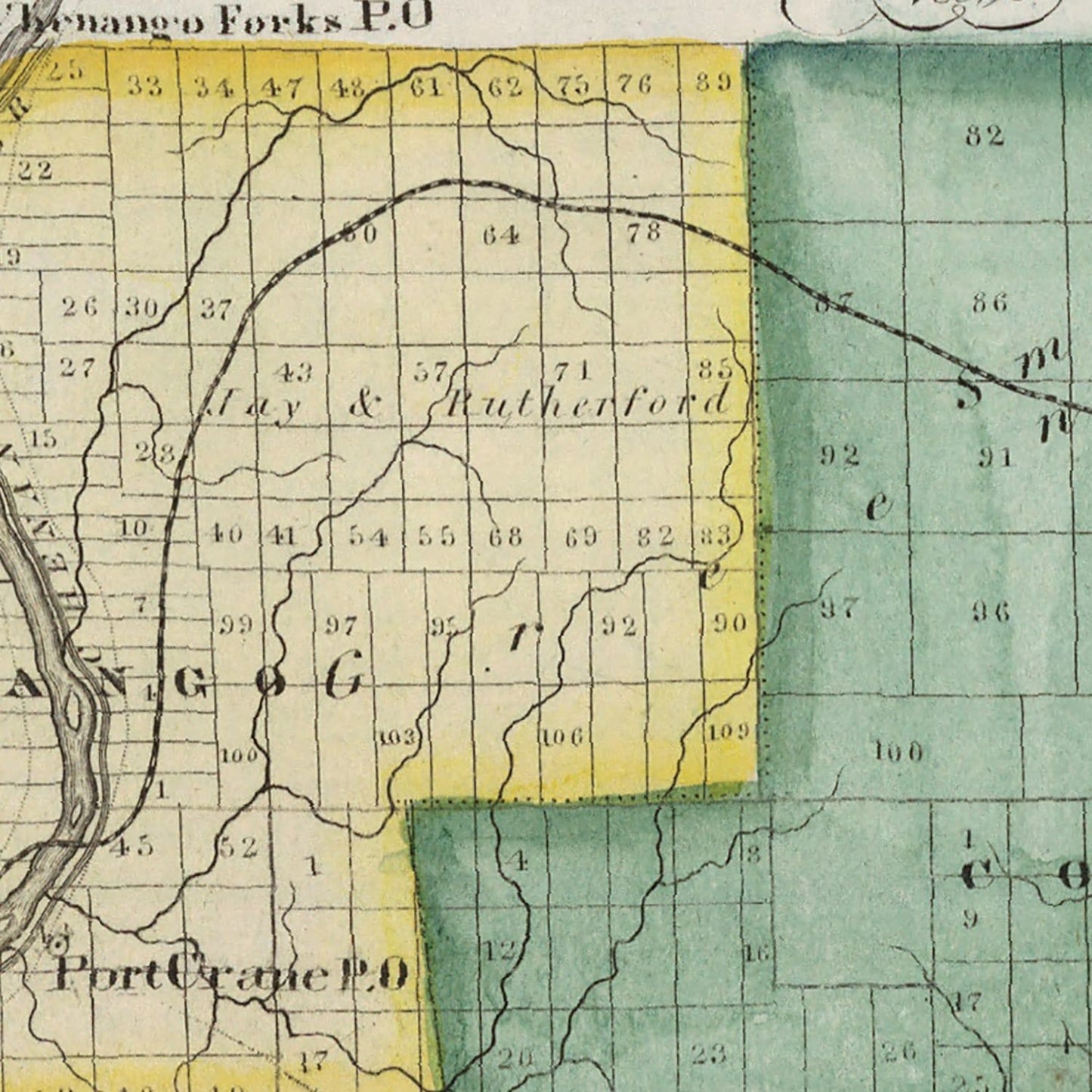 Vintage Map of Broome County, New York 1840 Wall Art