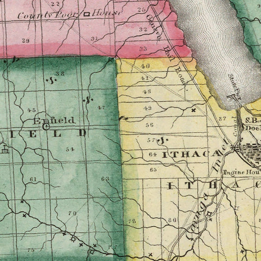 Vintage Map of Tompkins County, New York, 1840