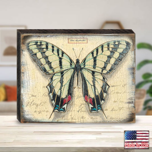 Handcrafted vintage butterfly wood wall art