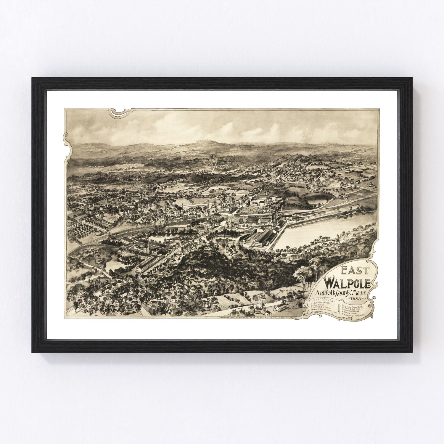 Vintage map of East Walpole, Massachusetts, 1898