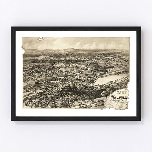 Vintage map of East Walpole, Massachusetts, 1898