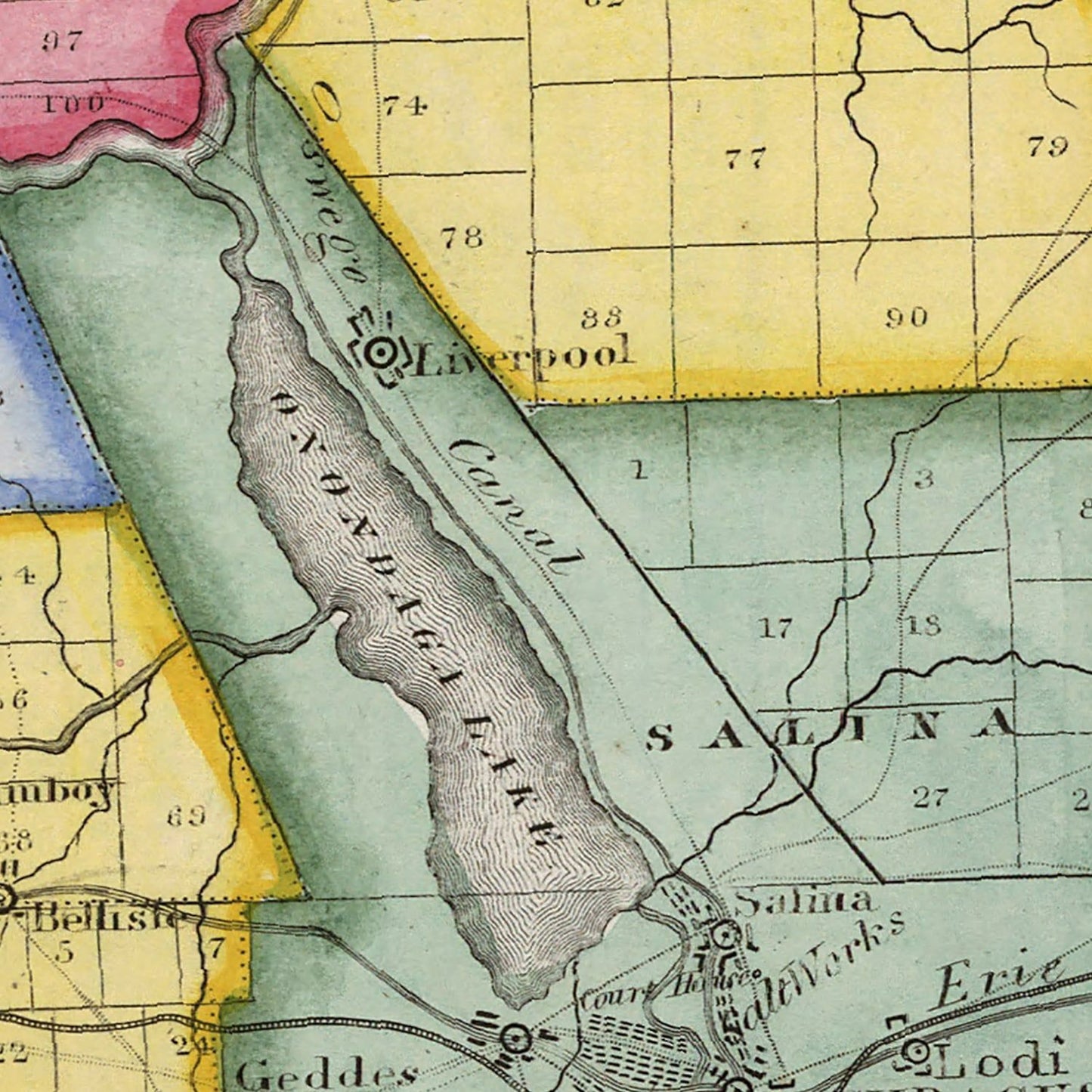Vintage Map of Onondaga County, New York, 1840