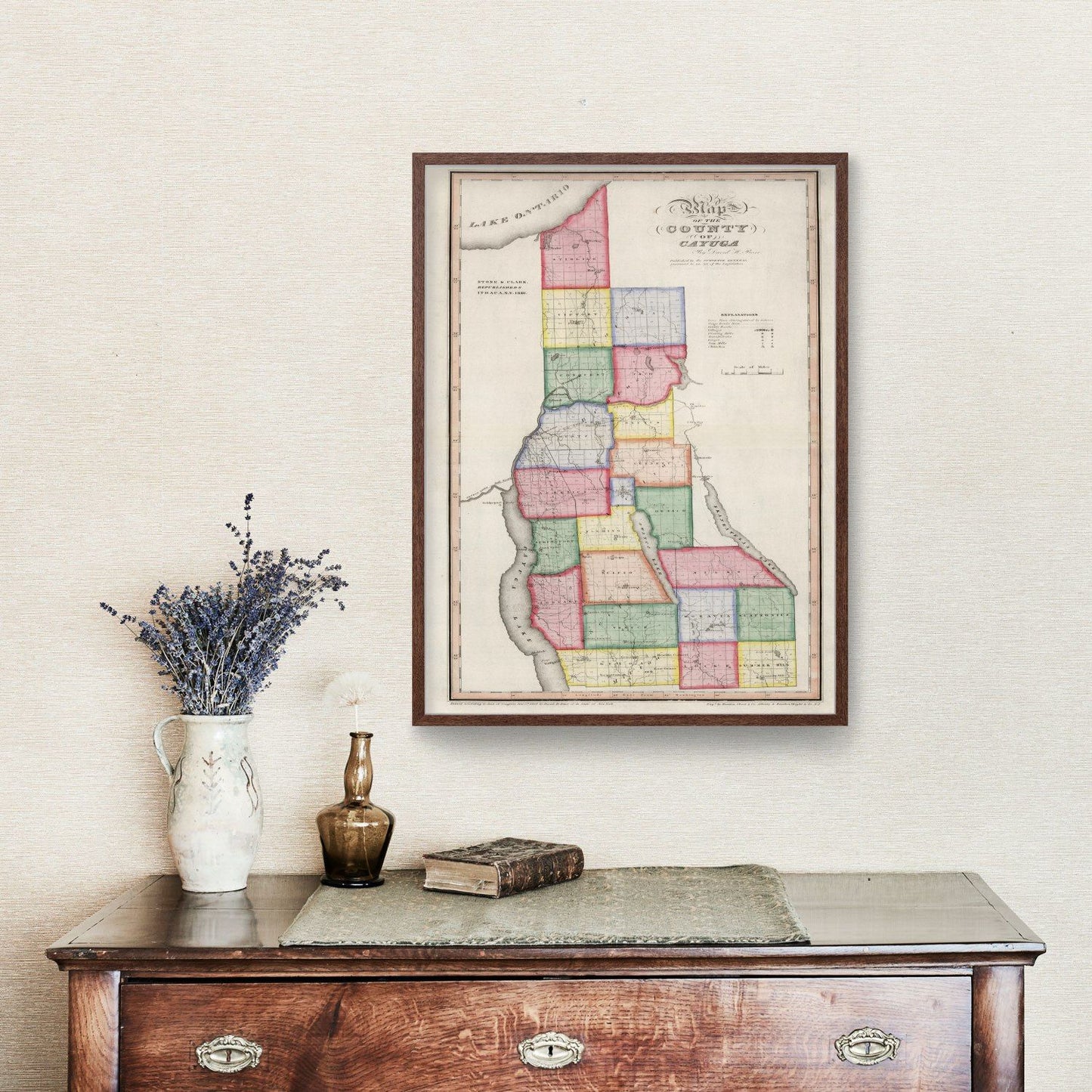 Vintage Map of Cayuga County, New York, 1840