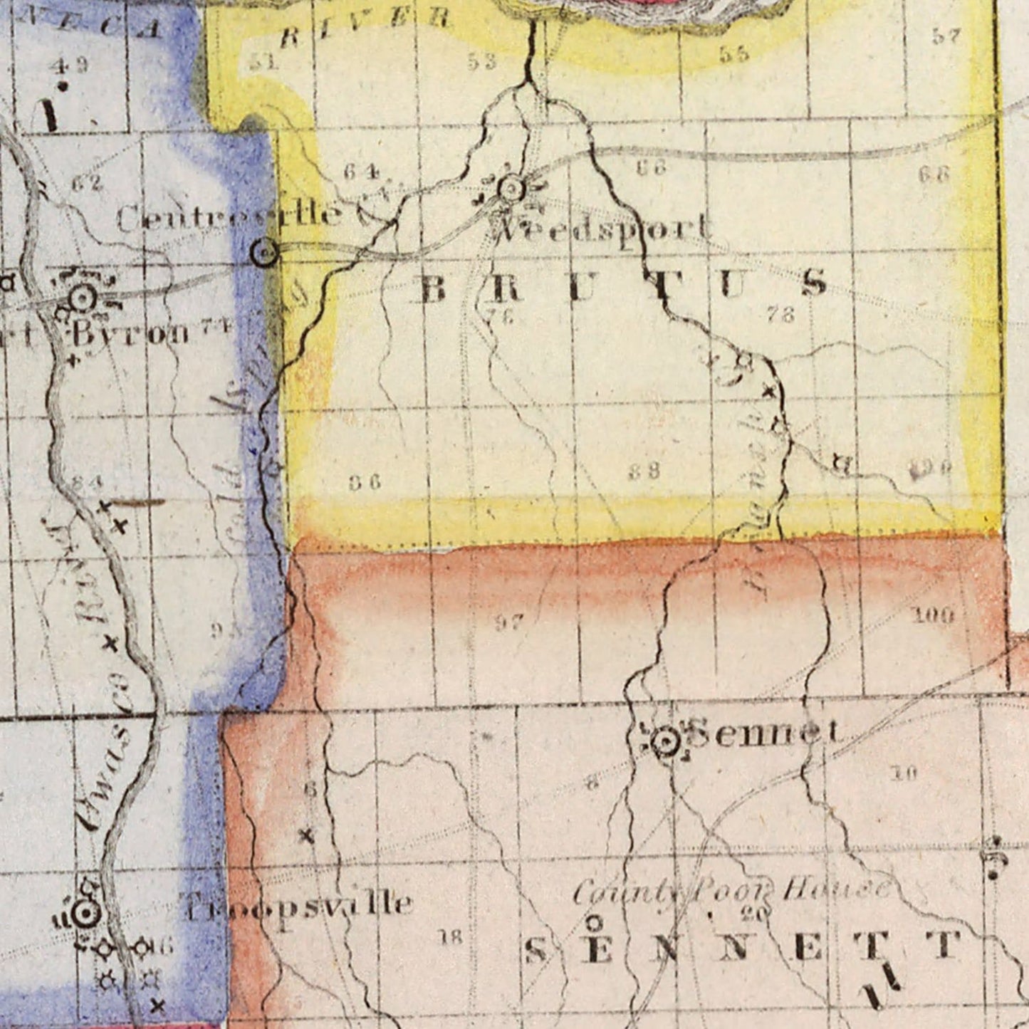 Vintage Map of Cayuga County, New York, 1840