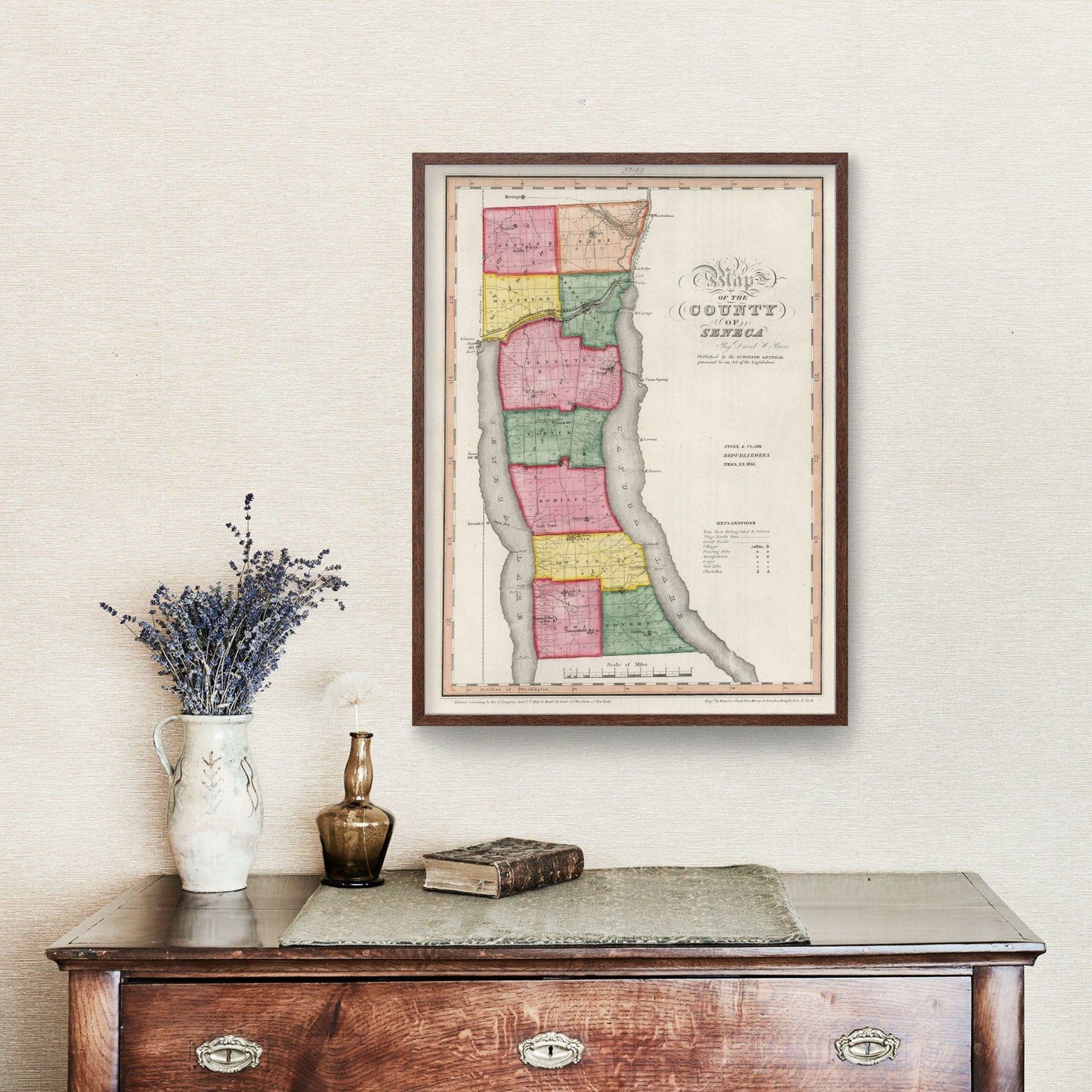 Vintage Map of Seneca County, New York, 1840