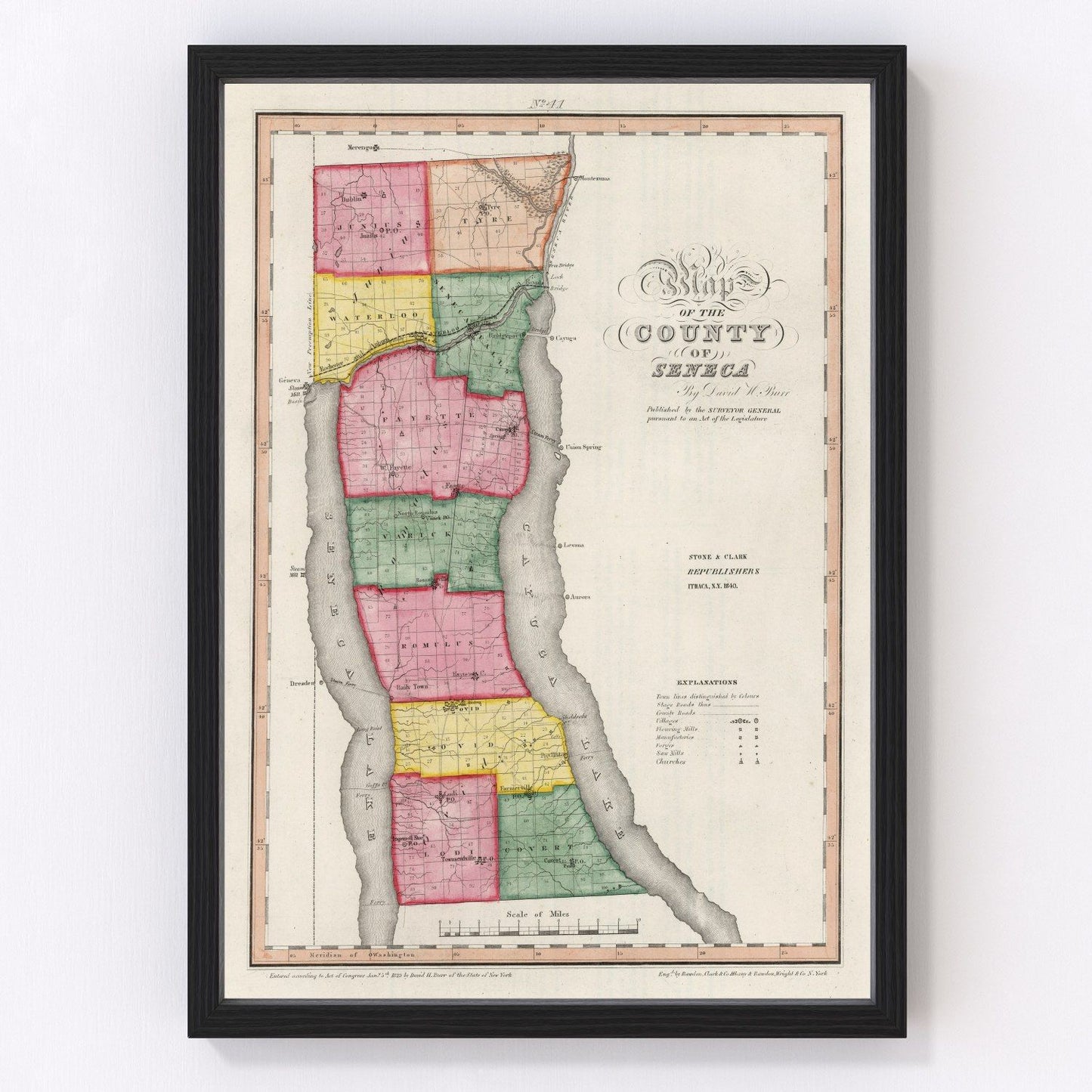Vintage map of Seneca County, New York, 1840