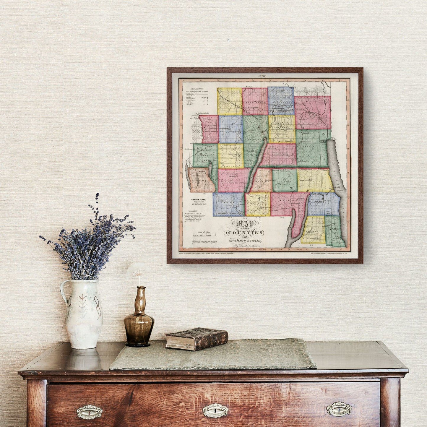 Vintage Map of Ontario County, New York, 1840