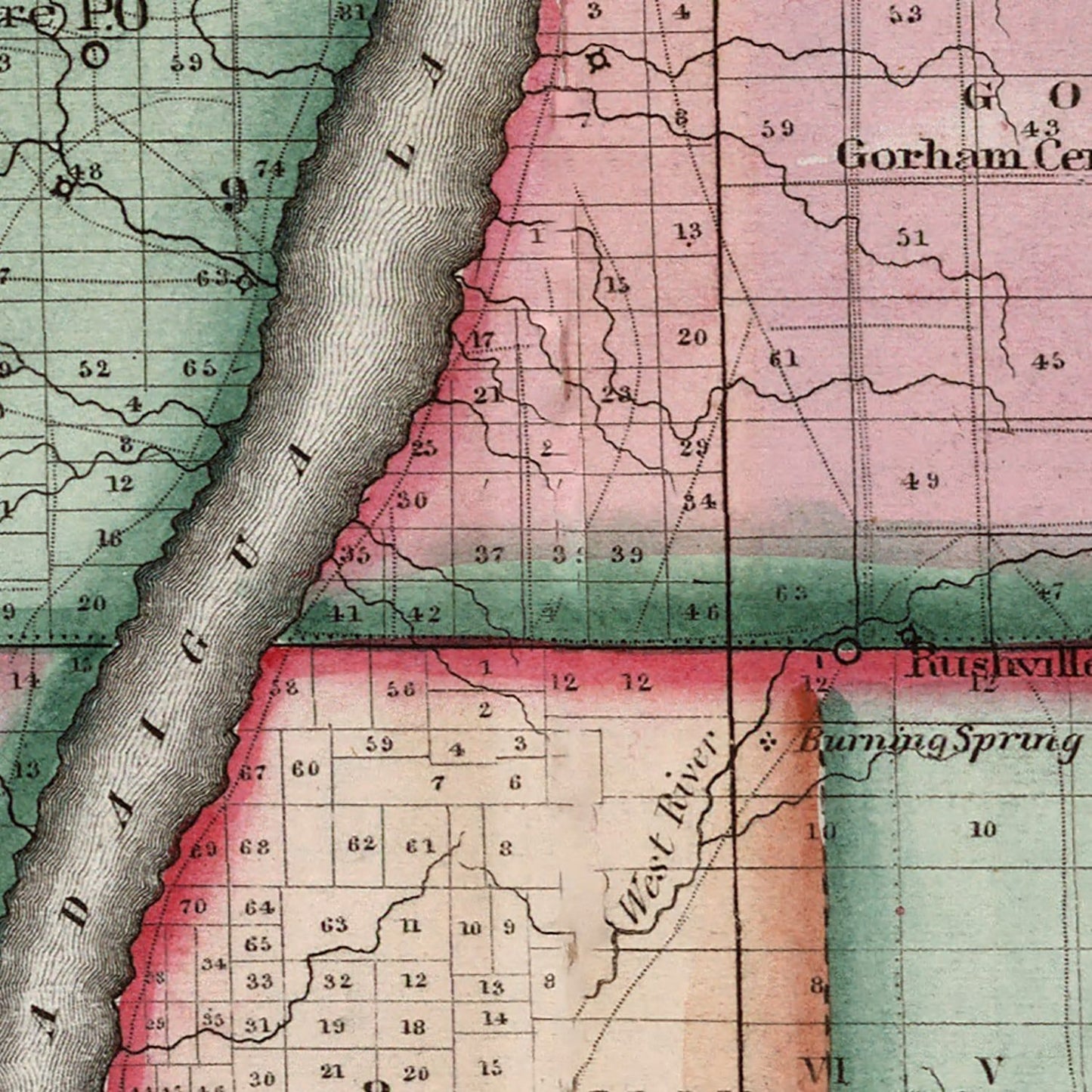Vintage Map of Ontario County, New York, 1840