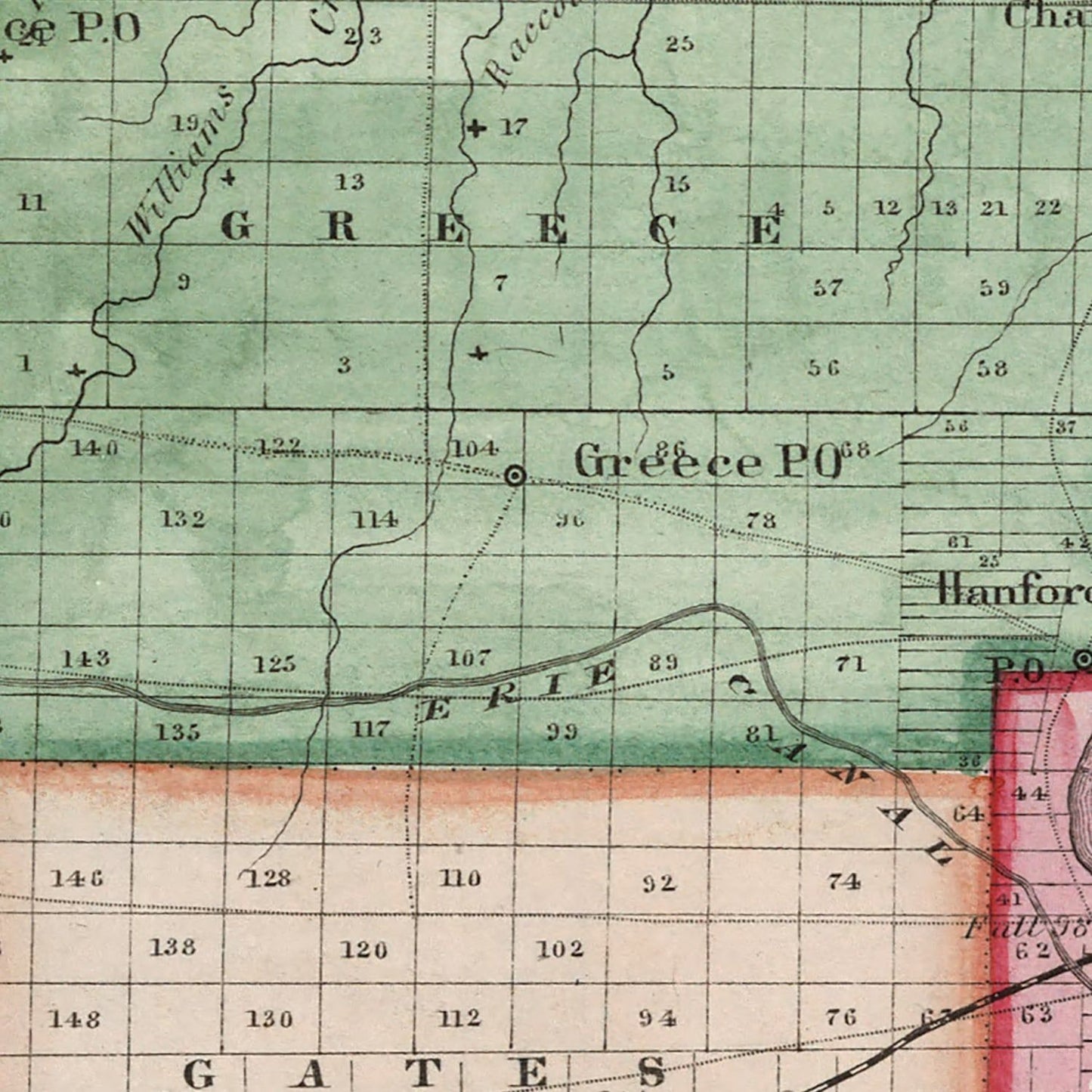 Vintage Map of Monroe County, New York, 1840
