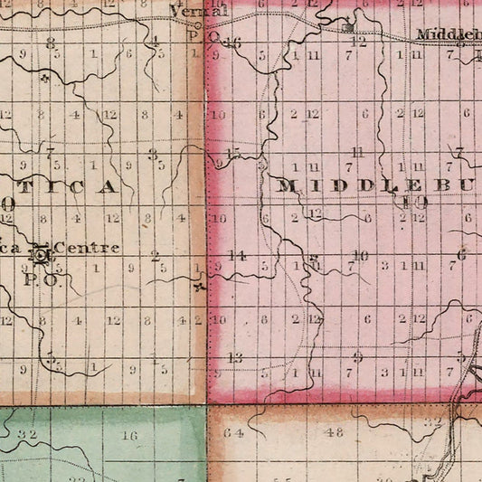 Vintage Map of Genesee County, New York, 1839