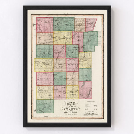 Vintage map of Genesee County, New York, 1839