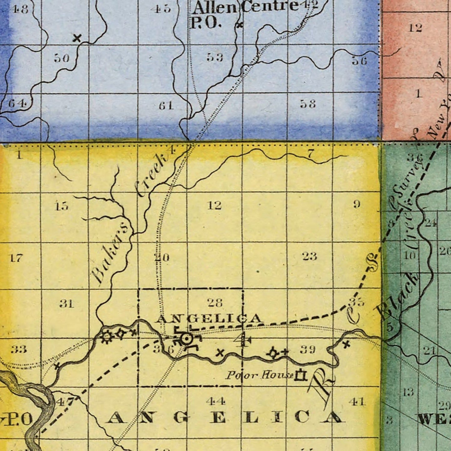 Vintage Map of Allegany County, New York, 1840