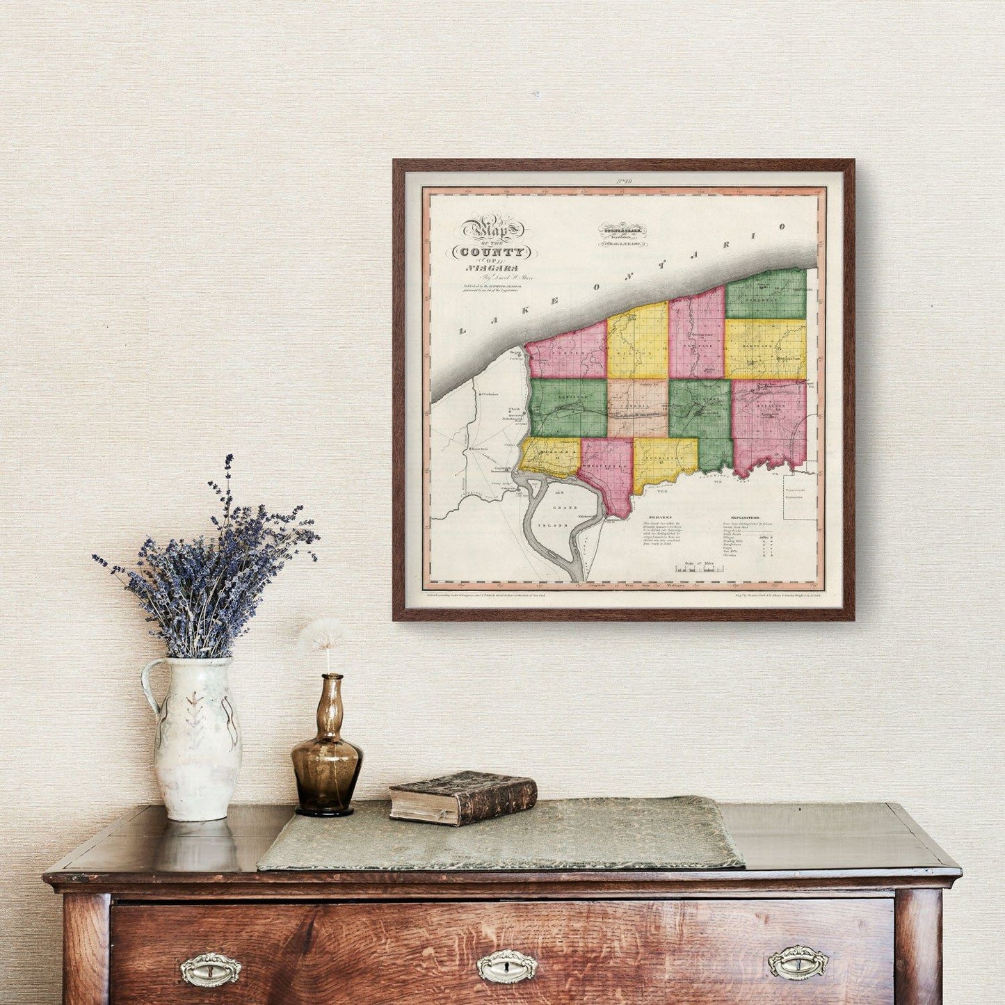 Vintage Map of Niagara County, New York, 1840
