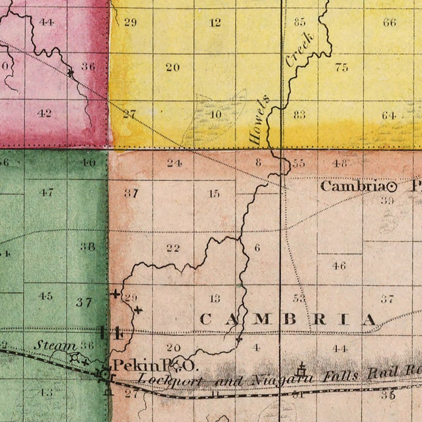 Vintage Map of Niagara County, New York, 1840