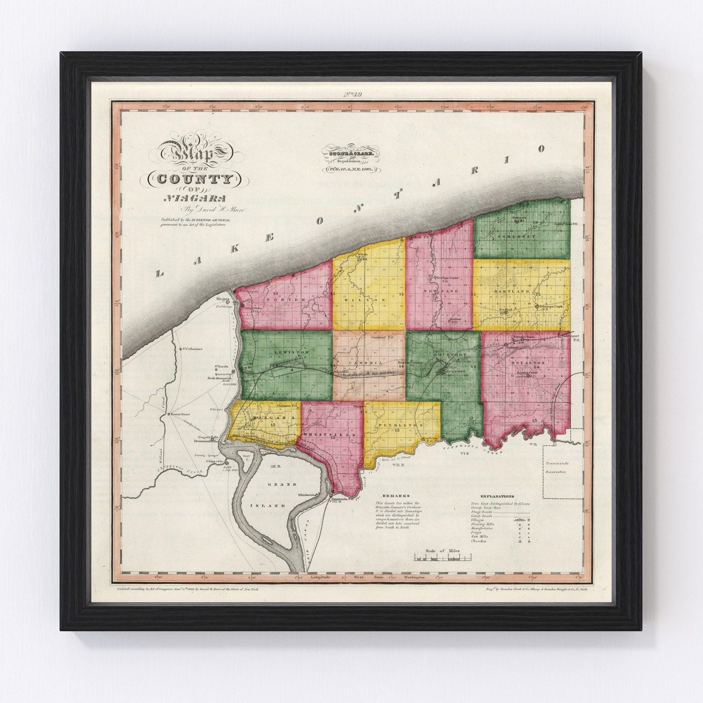 Vintage map of Niagara County, New York, 1840