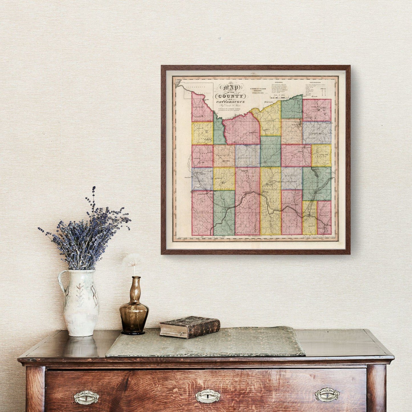 Vintage Map of Cattaraugus County, New York, 1839