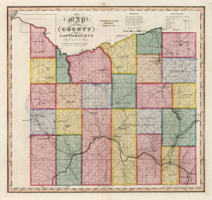 Vintage Map of Cattaraugus County, New York, 1839