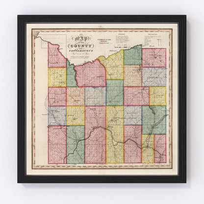 Vintage map of Cattaraugus County, New York, 1839, restored vintage wall art print